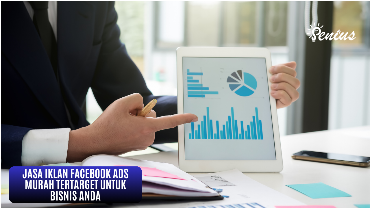 Ilustrasi analisis grafik dan data performa Jasa Iklan Facebook Ads Murah Tertarget di tablet
