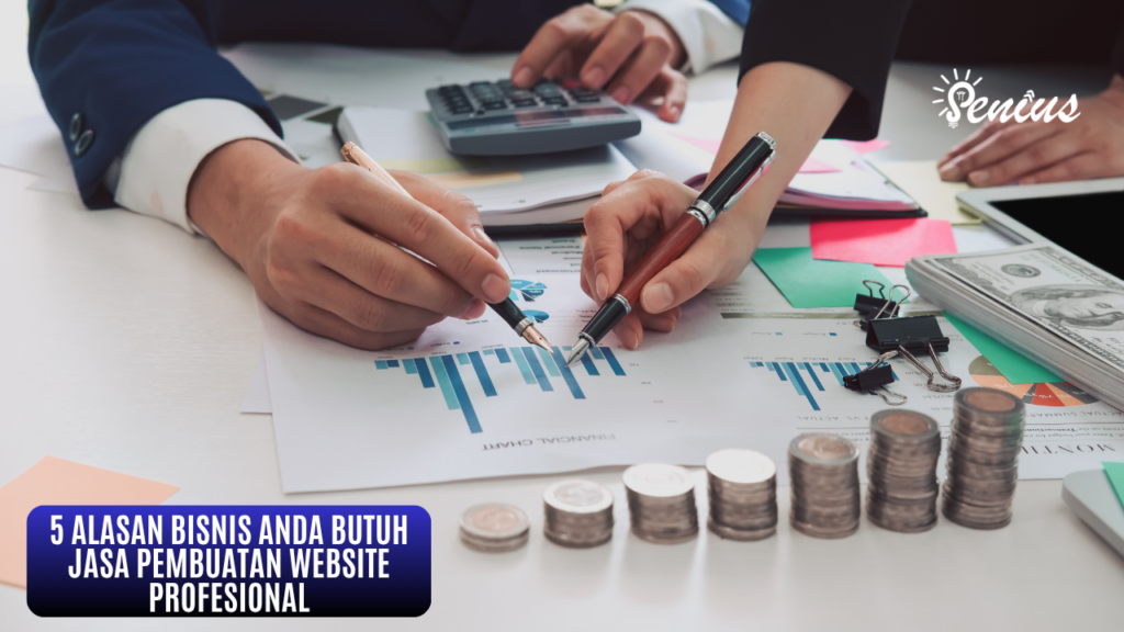 Tim Senius Creative mengerjakan jasa pembuatan website profesional untuk klien bisnis dengan analisis grafik dan perencanaan keuangan