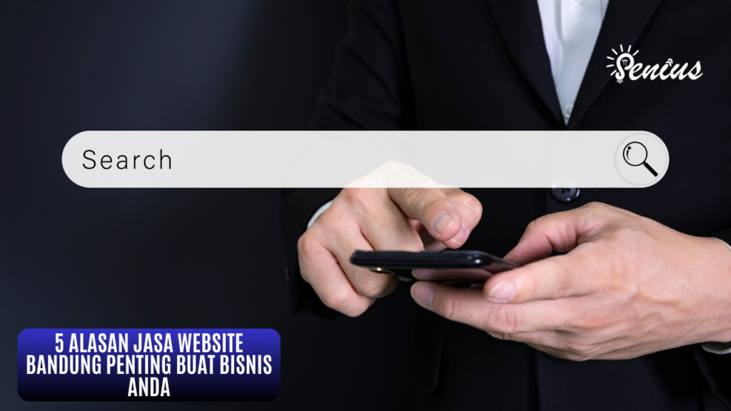 Tampilan layar laptop menampilkan artikel 5 alasan jasa website bandung penting buat bisnis Anda yang sedang diakses via smartphone
