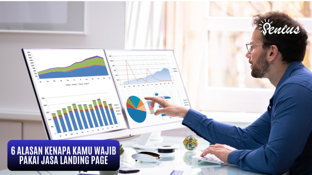 Ilustrasi presentasi data bisnis grafik dan chart sebagai layanan jasa landing page
