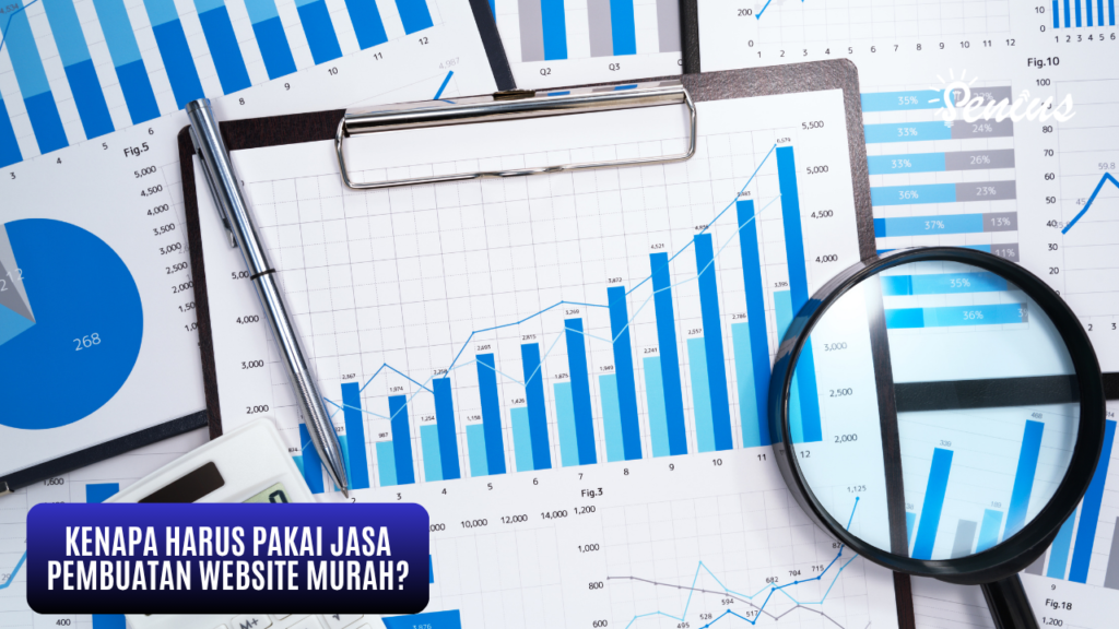 Ilustrasi grafik kenaikan bisnis dan analisis data sebagai alasan menggunakan jasa pembuatan website murah