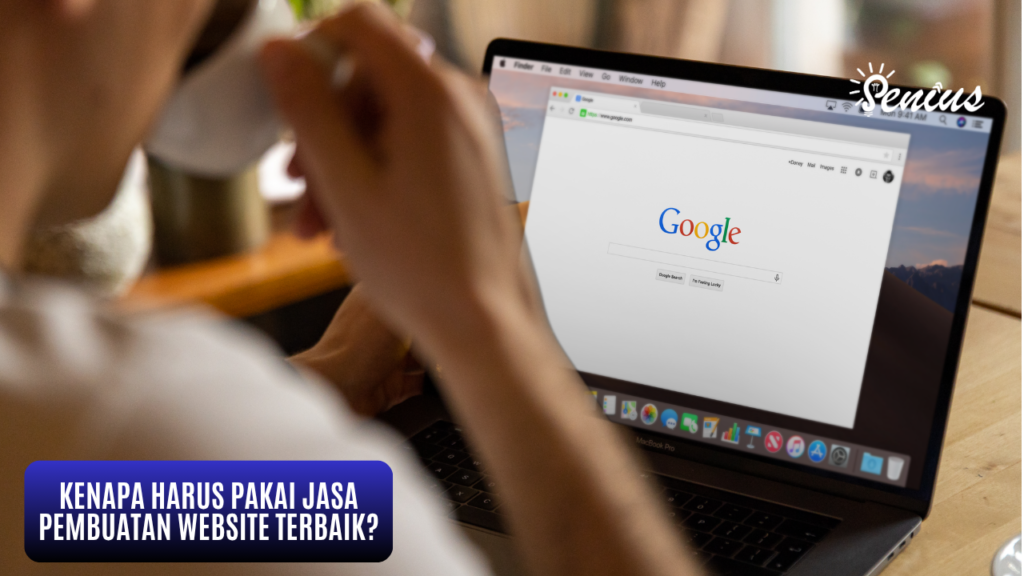Visual seseorang mengakses website lewat browser, representasi jasa pembuatan website terbaik