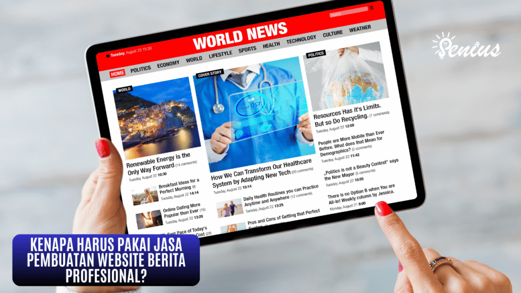 Seseorang sedang membaca portal berita online dari jasa pembuatan website berita