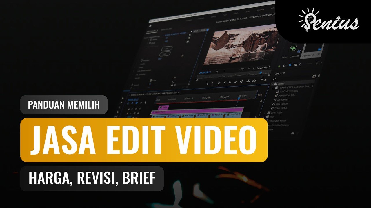 Layar timeline software untuk jasa edit video dengan preview dan efek
